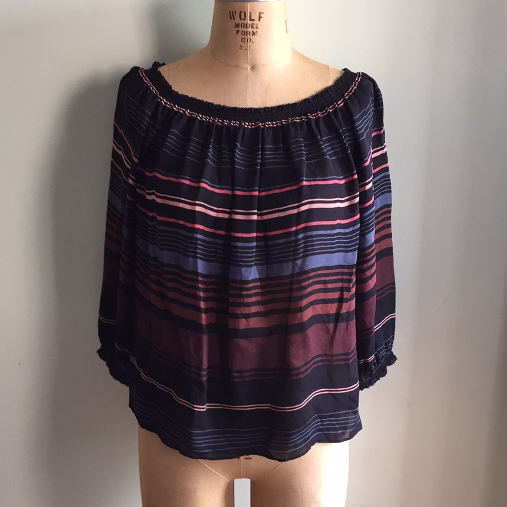 JOIE Striped Silk Blouse